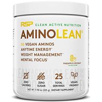 RSP Vegan AminoLean - All Natural Preworkout with Vegan BCAAs, All-In-One Amino Energy, Weight Management, Recovery, and Focus, 25 Serv, Pineapple Coconut