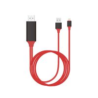 HDMI Cable to TV for iPhone, Digital 1080P to 4K HDTV Displayport Adapter, 6.6ft Lighting Cable Cord Connector Compatible for iPhone Xs Max X 8 7 6 Plus iPad Pro Air Mini iPod - Plug and Play (Red)