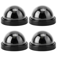 Dummy Dome Camera, Simulation Camera CCTV Dummy Fake Security Camera with Flashing Led Light (4pcs) (Black)