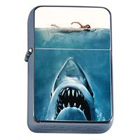 Shark Attack Jaws Flip Top Oil Lighter S1 Smoking Cigarette Smoker Includes Silver Case
