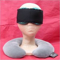 Sleep Easy Kit includes Microwaveable Neck Pillow with Washable Cover and Teal Silk Contoured Eye Pillow and Adjustable Sleep Band by Relaxation in a Bag