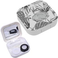 Portable Contact Lens Case Box Travel Kit Mirror + Bottle + Tweezers Container Holder [ Monotone Grey Beautiful ]