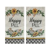 Thanksgiving Holiday themed Guest Towels Buffet 2-ply Paper Napkins with Sunflowers and"Happy Fall" Script (Pack of 2) 20 ct Each