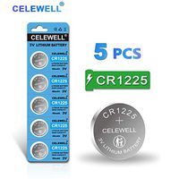【5-Year Warranty】 CELEWELL 5-Pack CR1225 3V Lithium Battery for Thermometer Watch CR 1225