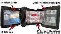 4" Israeli Bandage with Pressure Bar + Medical Gauze and Gloves Kit