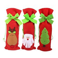 NUOLUX 3pcs Christmas Gift Bag Gift Wrap Bag with Wine Bottle Style (Red)