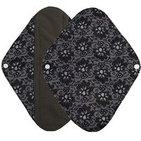 Menstrual Pad Foldable Portable Reusable Bamboo Cloth Washable Mama Sanitary Towel Pad (Black, Medium)