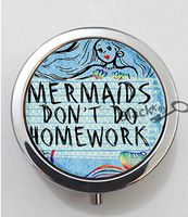 BlackKey Mermaids Dont Do Homework 3-Compartment Decorative Pocket Gift Box Case Organizer for Pill, Color 1 -21