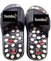 FootDoc Reflexology Sandals for Acupressure Plantar Fasciitis Foot Massager Mindinsole, Indoor Massage Slippers Shoes, (Small Black SM)