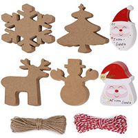 200 Pieces Christmas Gift Wrap Paper Tags, Xmas Hanging Tag Label with String Snowman, Snowflake, Reindeer and Christmas Tree