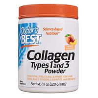 Doctor's Best Collagen Types 1 & 3 Powder Healthy Hair, Skin and Nails - Joint and Bone Support, Peach Flavored, 8.1 Oz, 228 g