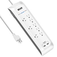 Power Strip with USB - BEVA 8-Outlet (3 Wide-Spaced Outlets) Surge Protector Power Strip 2 USB Charging Ports 6ft Extension Power Cord Desktop Charging Station Outlet for Home,Office ETL Listed White
