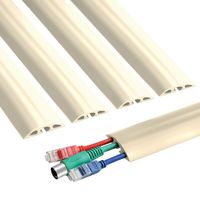 6.5 ft Floor Cable Cover - Straight Cord Protector - Durable Low Profile PVC Duct - Flexible 3 Channel Wire Cover in Workshop, Concerts, Office Home Doorway, 5X L15.6in W2in H0.5in, Beige