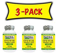 Natrul Health CO Q-10 with Vitamin C and E Chewable 120mg 3 Pack