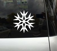 Snowflake Pattern #7 - Winter Art Christmas Decoration - 5" White Vinyl Decal Sticker Car Macbook Laptop
