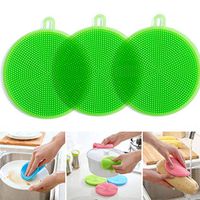 Multipurpose Silicone Dish Sponge | Washing Fruit Vegetables| Clean the head | Silicone Cup Mats |Kitchen Cleaning Scrubber | silicone dish scrubber-3 Pack