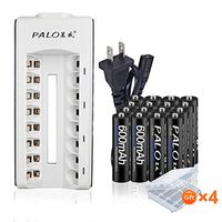 16 Pack AA600mAh 1.2V Ni-MH Rechargeable Batteries with 8 Bay AA/AAA Battery Charger
