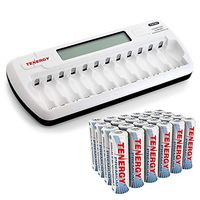 Combo: TN160 12-Bay AA/AAA NiMH/NiCD LCD Charger + 24 AA Premium NiMH Rechargeable Batteries
