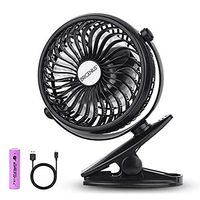 BriGenius Battery Operated Clip on Stroller Fan - Portable Mini Desk Fan with Rechargeable 2600mAh Battery&USB Cable, USB Powered Fan for Baby Stroller Office Outdoor Travel 