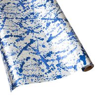 Caspari Splatterware 30 in. x 8 ft. Wrapping Paper in Blue & Silver Foil, 2 Rolls Included