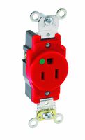 Leviton 8210-R 15 Amp, 125 Volt, Extra Heavy Duty Hospital Grade, Single Receptacle, Straight Blade, Self Grounding, Red