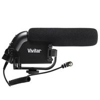 Vivitar Shotgun Condenser Microphone with Bracket + 2 Wind Screens For DSLR Cameras and Camcorders
