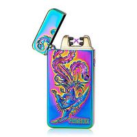 Unishow [2016 USB Rechargeable Flameless Electronic Arc Plasma Pulse Cigarette Metal Lighter in Gift Box W/a Free Velvet Pouch (Rainbow Phoenix)