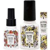 Poo-Pourri Original Before You Go Toilet Spray 2 Ounce, Tropical Hibiscus 1.4 Ounce and Travel Size Disposable Spritzer