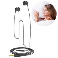 Geekria Noise Isolating Ear Plugs, Sleep Earbuds, Mini Comfy ASMR Sleeping Earphone, Fit Insomnia, Ambient Sounds, Air Travel, Side/Light Sleep, White Noise with Mic and Volume Control - Black