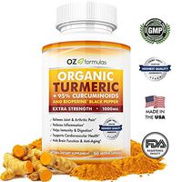 OZ Formulas Organic Turmeric, 120 Caps, 95% Curcuminoids & BioPerine Black Pepper, Extra Strength 1000mg Serving, All Natural, Multi-Purpose, Pain & Arthritic Relief, Joint Support, Anti-Inflammatory