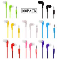 Bulk Earbuds Headphones 100 Pack Earphones with Comfortable Silicone Ear-Bud for School Classroom Students Kids and Adult Individually Bagged (100Pack,Mix 8 Colors)