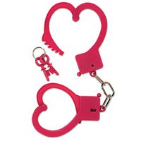 Girl's Night Out Bachelorette Party Pink Plastic Heart Shaped Handcuffs