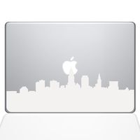 The Decal Guru Cleveland OH City Skyline Decal Vinyl Sticker, 13" MacBook Pro (2015 & Older Models), White (2356-MAC-13P-W)