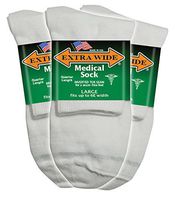 Extra Wide White Mens Medical (Diabetic) Quarter (Anklet) Sock 3PK -Size 11-16 Up to 6E, Antimicrobial, Made in USA!