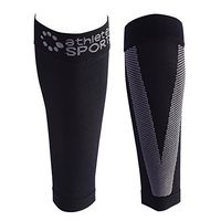 Athletec Sport Compression Calf Sleeve (20-30 mmHg) for Shin Splints, Running, Travel, Cycling, Leg Pain and Calf Pain Relief - Size Small/Medium in Black (One Pair)
