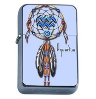 Aquarius Zodiac Dreamcatcher Windproof Refillable Flip Top Oil Lighter with Tin Gift Box D-261