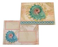 It's A Beach Life Blank Note Cards with Matching Decorated Envelopes ~ Blue Conch and Border (6 Cards with Blue Conch Envelopes; 3.75" x 5.25")