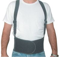 Duro-Med Deluxe Industrial Lumbar Back Support with Suspenders, Black, Small