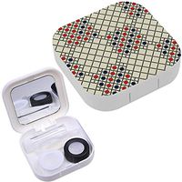 Portable Contact Lens Case Box Travel Kit Mirror + Bottle + Tweezers Container Holder [ Ornate Geometric ]