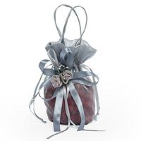 10ea - 5 X 3-3/4 X 2-1/4 Gray Flower Fabric Bags Gusset - 2 1/4"