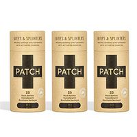 PATCH Eco-Friendly Organic Bamboo Bandage for Bites & Splinters Hypoallergenic Wound Care for Sensitive Skin Compostable Biodegradable Latex Free Plastic Free Zero Waste Activated Charcoal 25ct(3pack)