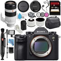 Sony Alpha a9 Mirrorless Digital Camera (Body) ILCE9/B + Sony FE 100-400mm f/4.5-5.6 GM OSS Lens SEL100400GM + 64GB SDXC Card + Carrying Case + Memory Card Wallet + Deluxe Cleaning Kit Bundle