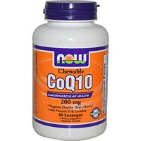 Now Foods CoQ10 w/ Vitamin E, 90 Lozenges / 200 mg (Pack of 2)