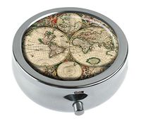 Hiuyi Ancient Map Custom Personalized Round Pill Box Pocket Wallet Travel Pill Vitamin Decorative Box Protector
