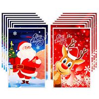 100 Pieces Christmas Bags Plastic Christmas Gift Bags Christmas Candy Treat Wrapping Bags for Christmas Party Supplies (Color Set 2)