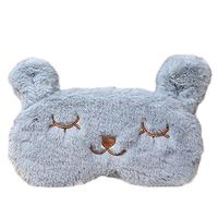 Outflower Cute Plush Rabbit Eye Mask Soft And Comfortable Cartoon Eyeshade Ice Goggles for Women Gray