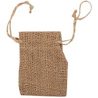 JAM PAPER Burlap Pouches with Drawstring - 3 x 4 - Natural Brown Recycled - Sold Individually