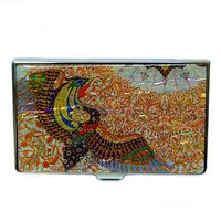 Antique Alive Mother of Pearl Phoenix Design Business Credit Card Holder Wallet (B105)