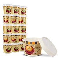 Double Wall Poly Paper Hot Cups for Hot Food and Soup or Cold Ice Cream with Vented Paper Lids to Prevent Leaks by MT Products - (20 Cups and 20 Lids) (16 Ounce)