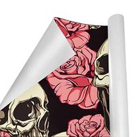 Gift Wrapping Paper Roll Pink Rose Skull for Birthday,Holiday,Wedding,Baby Shower Gift Wrap - 3Rolls - 58inch x 23inch Per Roll
